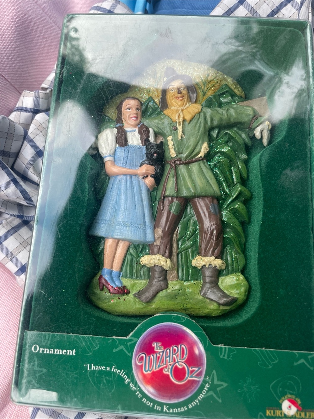 Kurt Adler Wizard of Oz Dorothy & Scarecrow Resin Ornament - Blue/Green/Brown